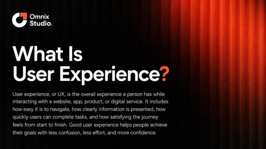 What Is User Experience?
User experience, or UX, is the overall experience a person has while using a product, website, app, service, or system. It includes how easy the product is to understand, how quickly users can complete tasks, and how they feel during the process.
UX is not only about design. A website can look modern and still create a poor experience if users cannot find what they need. In the same way, a simple interface can work beautifully if it helps users complete their goals with less effort.
Think about a website contact form. If the fields are clear, the button is visible, and the confirmation message appears instantly, the experience feels smooth. If the form reloads, shows unclear errors, or asks for unnecessary details, users may leave before submitting.
That is the heart of UX. It removes friction between the user and the outcome they want.