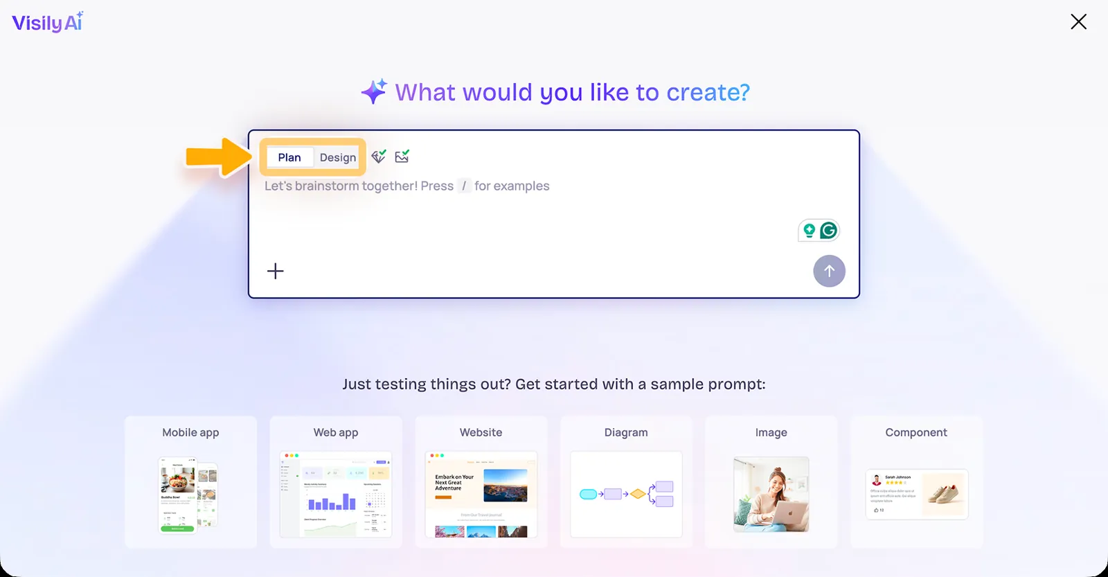 Visily AI design workspace